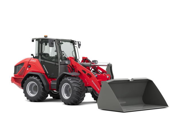 Weidemann wheel loader 4060 with light goods bucket in studio