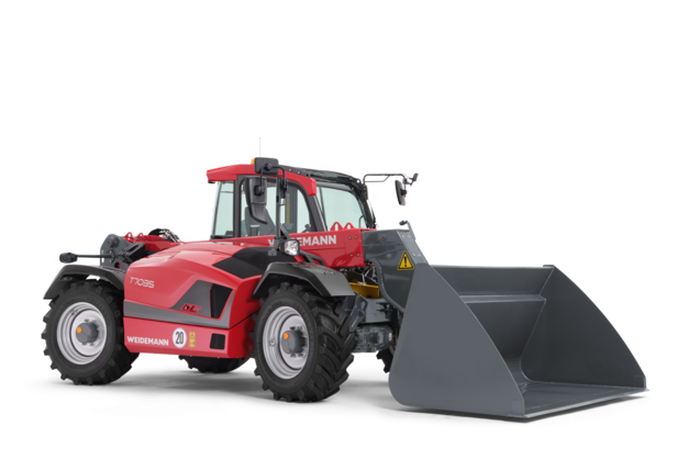 Weidemann telehandler T7035 with cargo bucket, studio