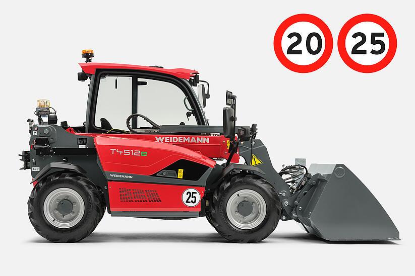 Weidemann telehandler T4512e speed 20 km/h, 25 km/h, studio