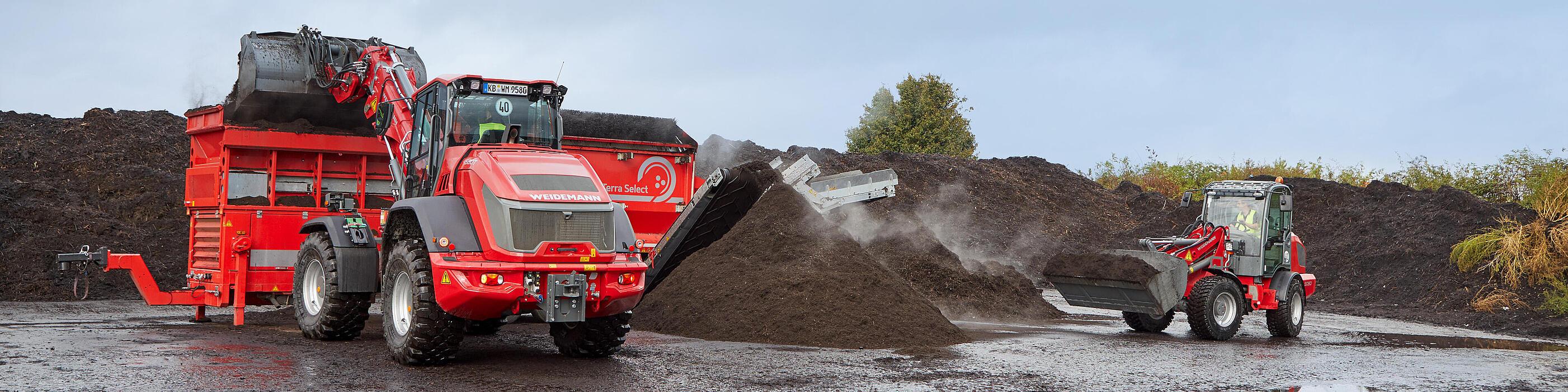 Weidemann wheel loader 5080 and tele wheel loader 9580T in use